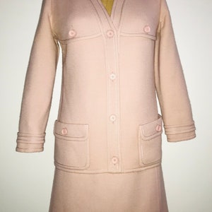 Christian Dior 1968 Marc Bohan pink wool skirt suit Made in France x rare imagem 3