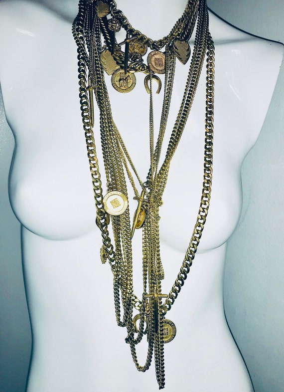 GIVENCHY gold multi chain necklace by Ricardo Tisc