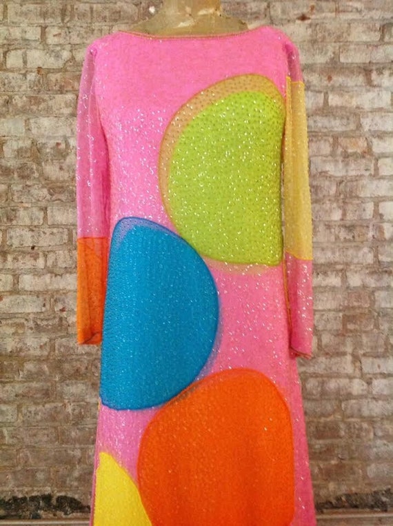 Hanae Mori couture Japan 1970's  pink beaded silk 