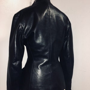 Azzedine ALAIA Black lambskin leather fitted jacket Made in France image 2