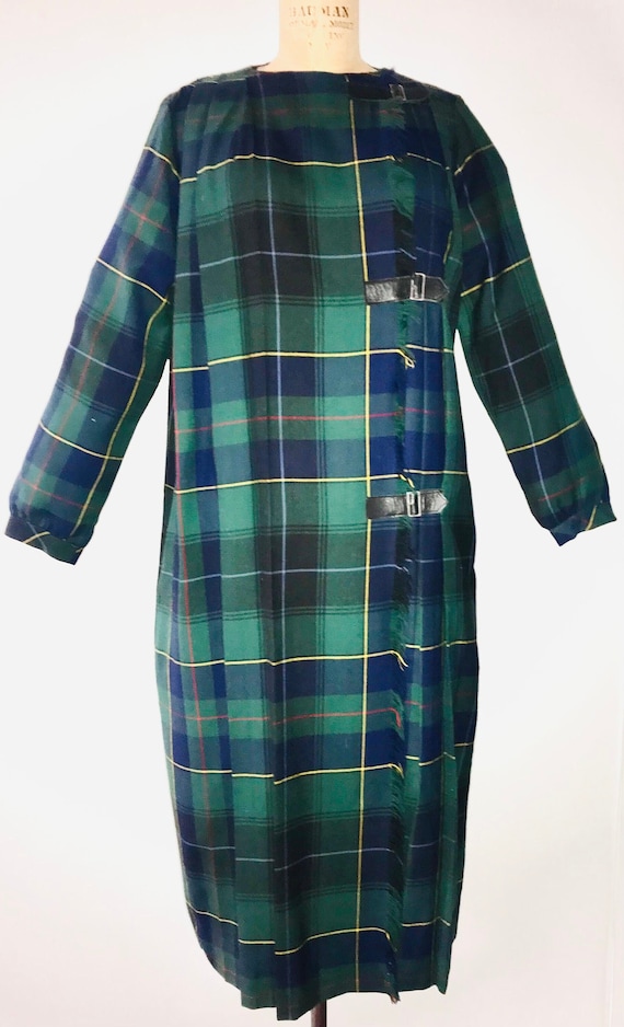 THIERRY MUGLER 1970 plaid dress with fasteners on 