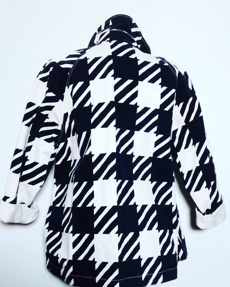 Azzedine ALAIA 1980 TATI houndstooth nautical style double breast car coat cotton jacket Made In France on exhibition in PARIS image 1