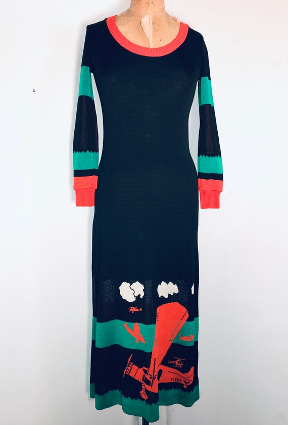 Giorgio SANT ANGELO 1970 airplane wool knit maxi d