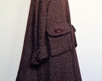 Schiaparelli PARIS 1930 rare trapeze wool tweed leather straps pockets. Dramatic Museum!