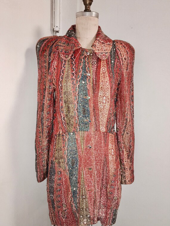 BILL GIBB 1960s multi color paisley metallic lame