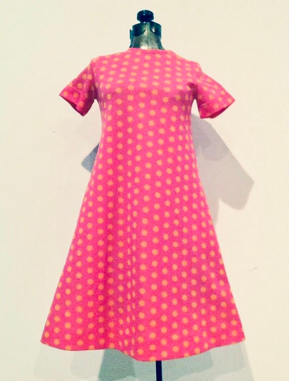 RUDI GERNREICH 1960S pink polka dot graphic MOD dr