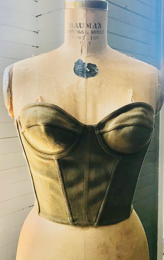 AZZEDINE ALAIA 1980 boned knit corset. made in Fra