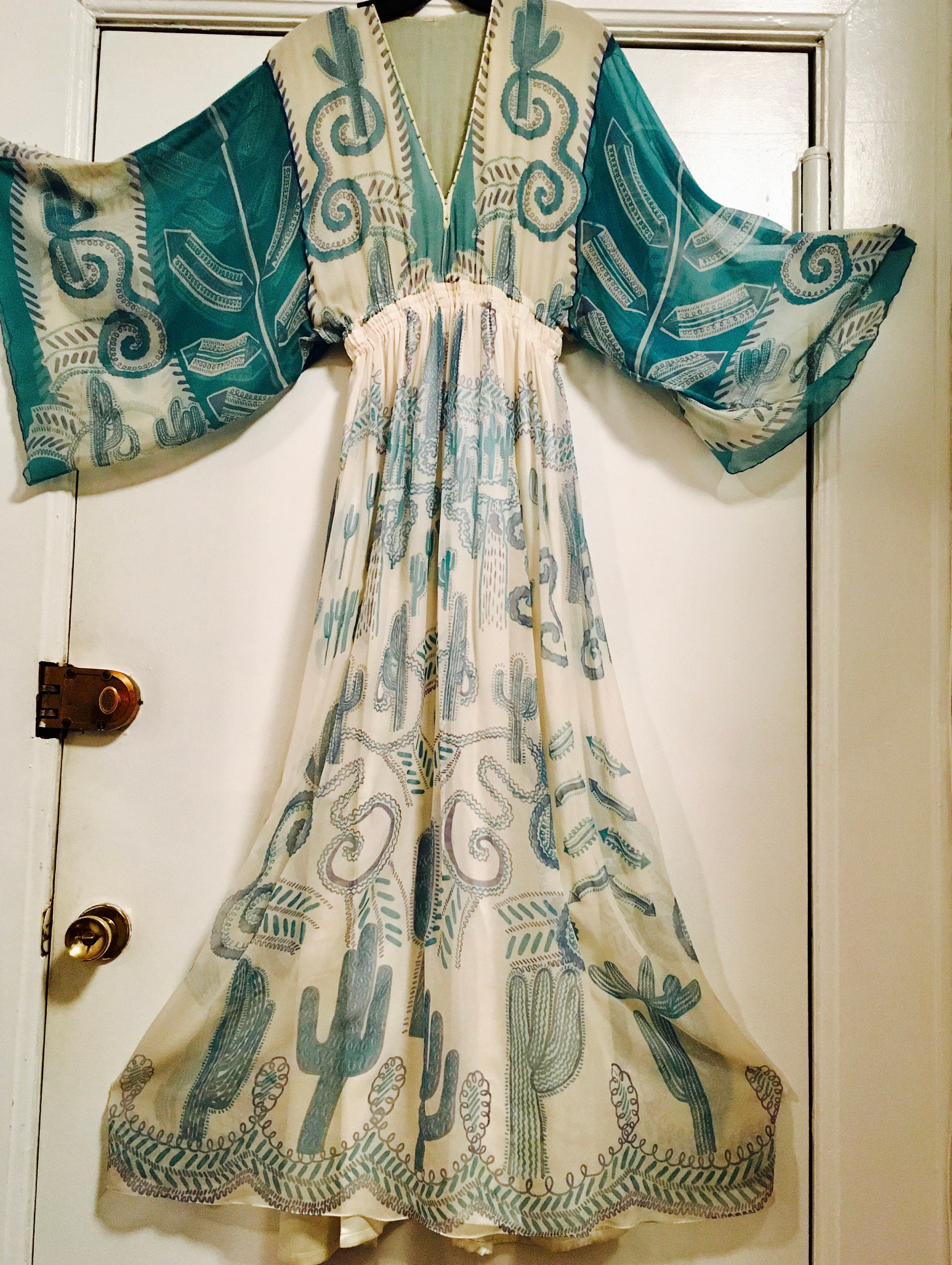 ZANDRA RHODES 1976 a Silk Chiffon Caftan Dress From the Cactus - Etsy