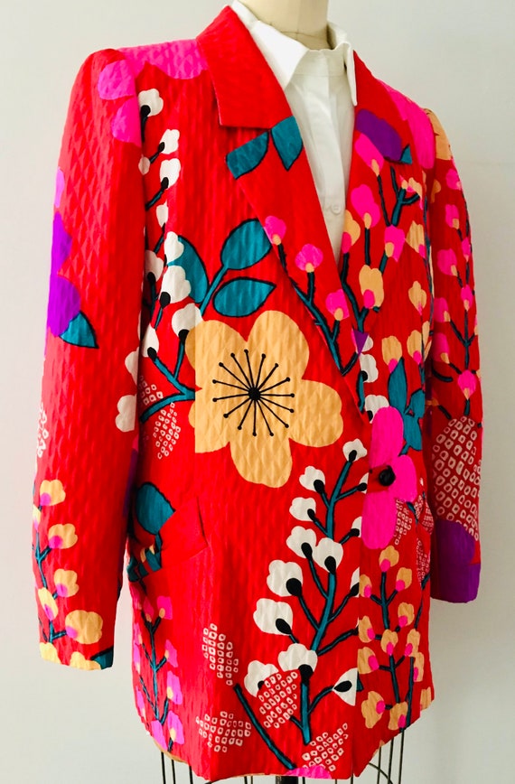 HANAE MORI 1970 A silk floral print jacket Made in