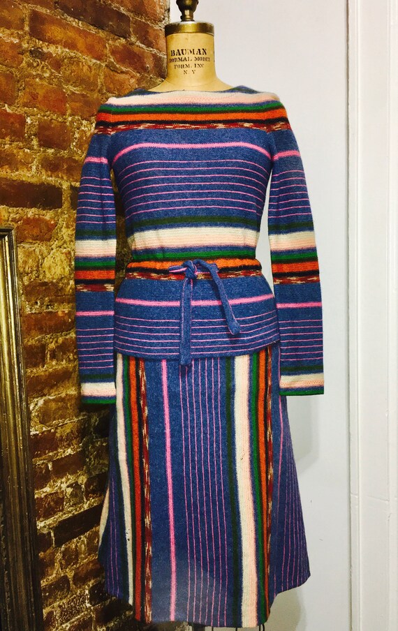 STEPHEN BURROWS 1970 multi color wool knit three p