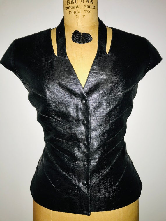 Thierry MUGLER couture 1980’s black cutout body c… - image 1