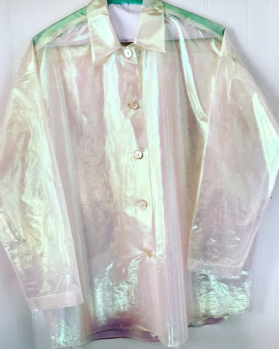 ROMEO GIGLI 1980s silk metallic sheer blouse size