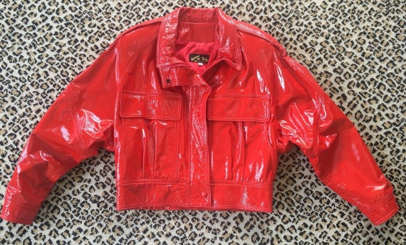 A 1980's vintage Chinese Red Patent leather jacket