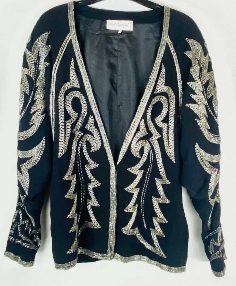 Karl LAGERFELD 1980 LESAGE beaded sweater Made in France image 3