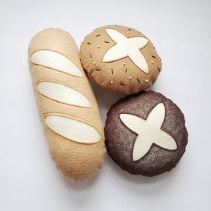 Artisan Bread Felt Food, set of 3 image 1