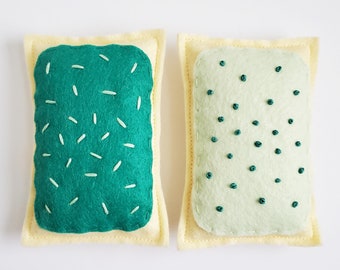 Teal and Mint Felt Food Poptart, set of 2