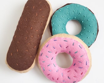 Pink, Chocolate, and Blue Food Donuts, set of 3