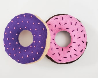 Pink and Purple Felt Food Donuts, set of 2