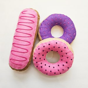 Pink and Purple Felt Food Donuts, set of 3