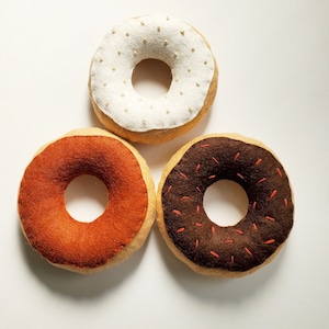 Felt Food Chocolate, Vanilla, and Maple Donuts, set of 3