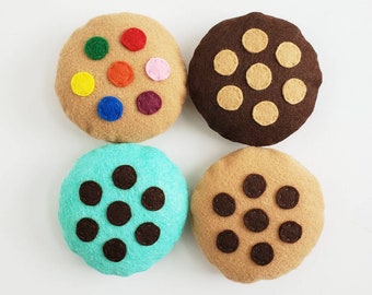 Assorted Chip Cookie Felt Food Dessert Bundle, set of 4