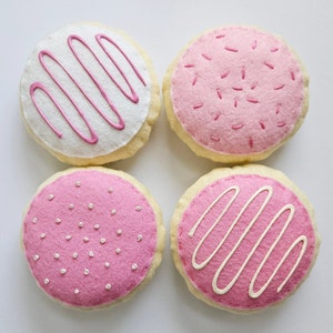 Pink Felt Food Sugar Cookie, set of 4