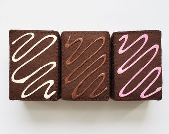 Felt Food Frosted Brownies, set of 3