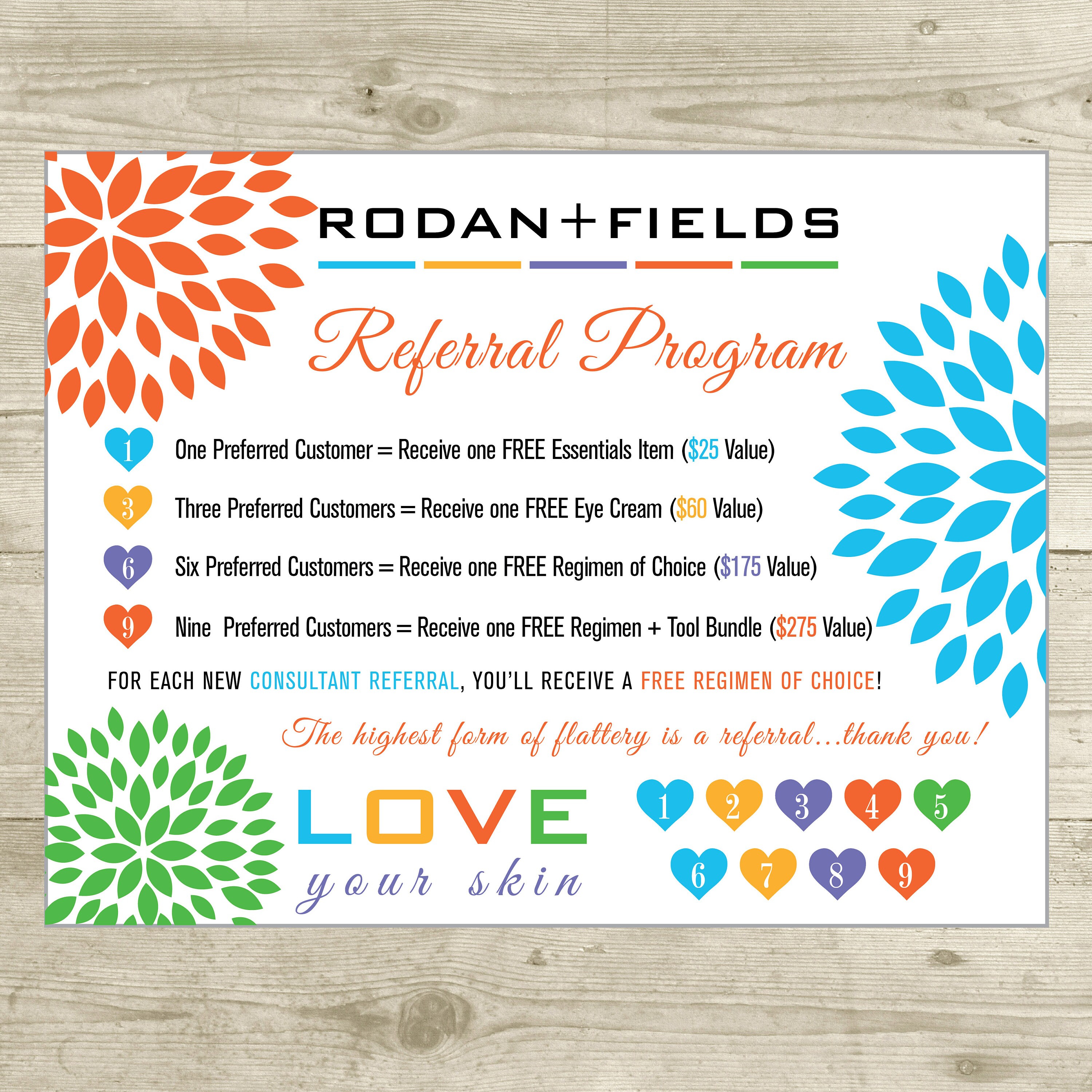 PRINTABLE Rodan and Fields Referral Program Cards Punch | Etsy