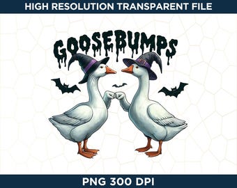 Goosebumps Halloween Png, Spooky Goose Witchy Halloween Png, Vintage Goose TShirt Design, Halloween Png Designs