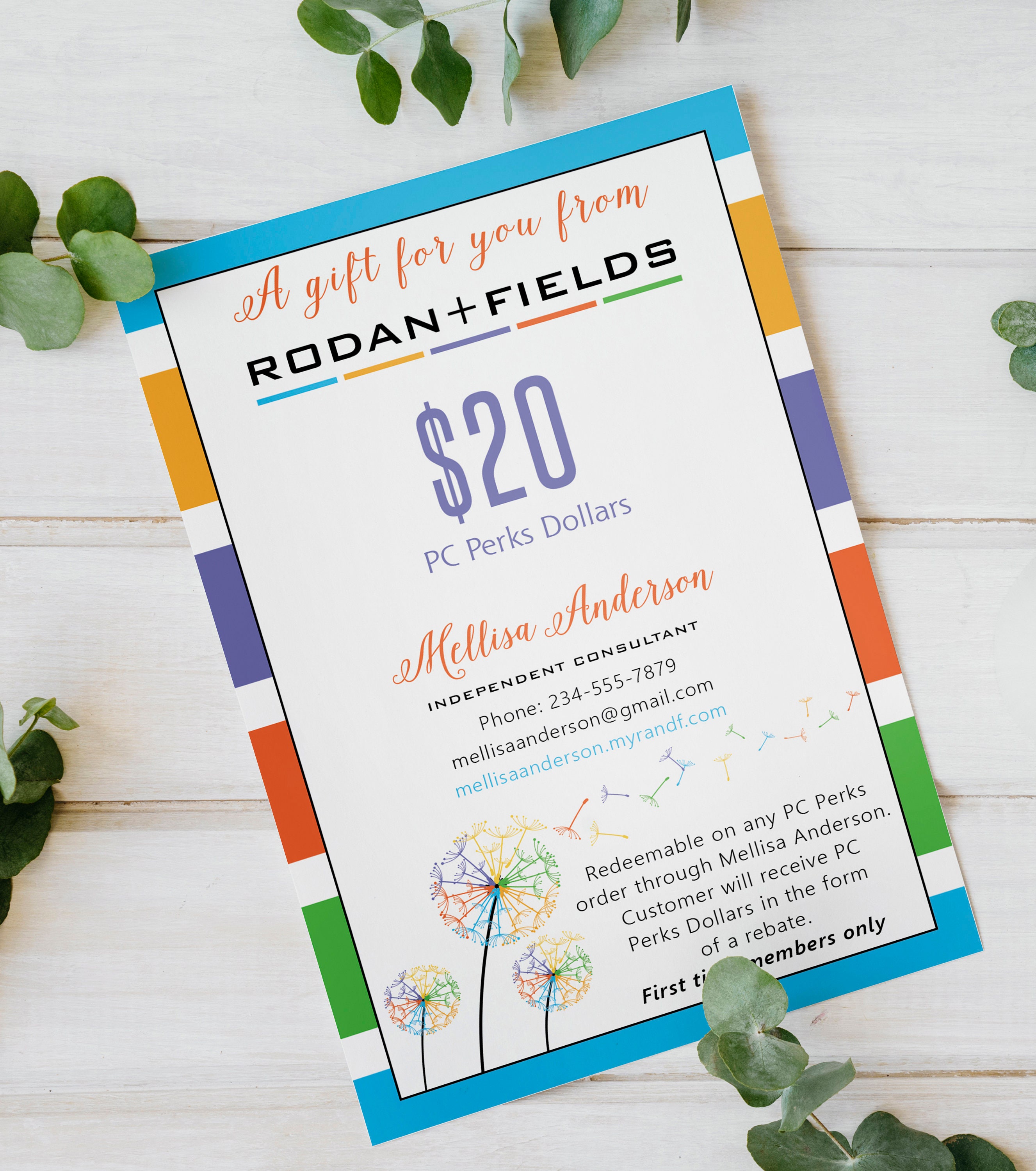 PRINTABLE Rodan Fields PC Perks Dollars Gift Certificates Etsy