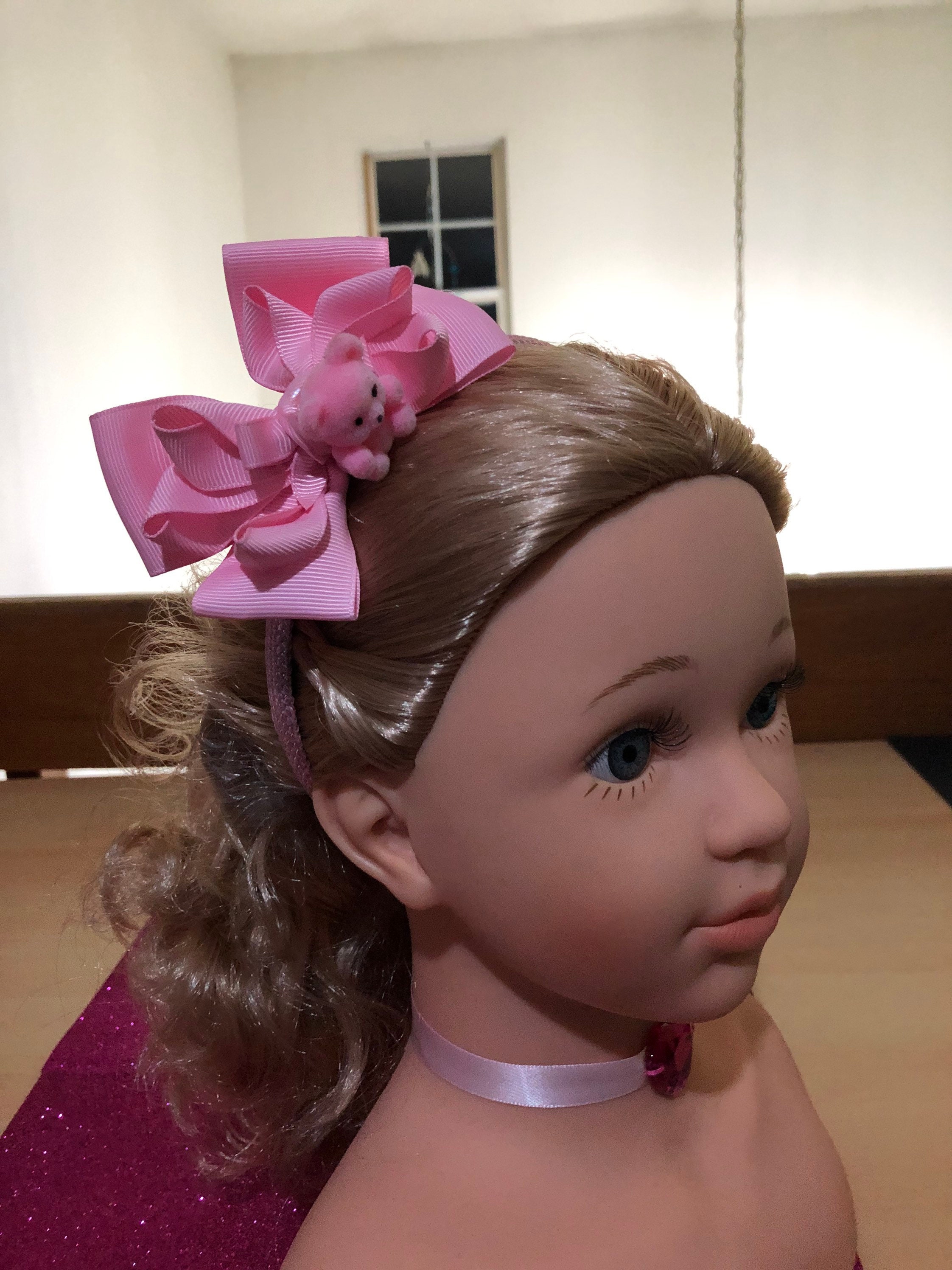 Girls Pink Teddy Bear Headband - Etsy display picture 2