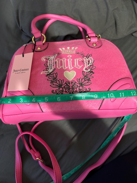 Juicy Couture Hot Pink Velvet Free Love Heritage Bowler Crossbody