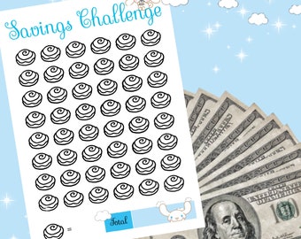 Cinnamon roll digital savings fill in savings challenge download