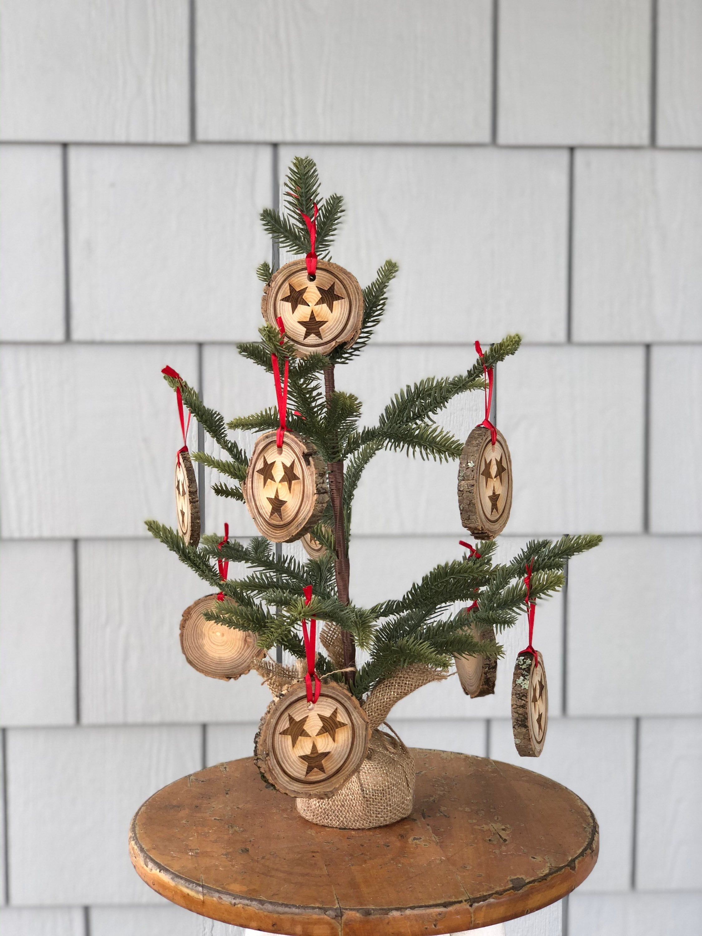 Laser engraved wood christmas ornament