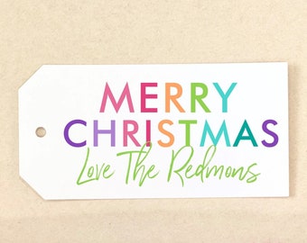 Colorful Personalized Holiday Gift Tags Merry Christmas Custom Gift Tags Holiday Gift Wrap Holiday Party Packaging Personalized Christmas