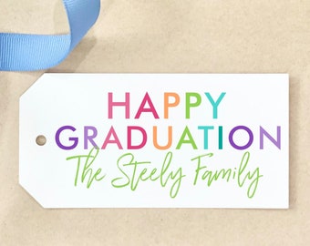 Colorful Happy Graduation Gift Tag Rainbow Personalized Congratulations Custom Celebration Gift Wrap Party Packaging Congrats graduate