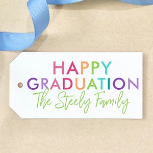 Colorful Happy Graduation Gift Tag Rainbow Personalized Congratulations Custom Celebration Gift Wrap Party Packaging Congrats graduate