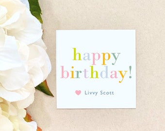 Happy Birthday Stickers Personalized Custom Watercolor Gift Wrap Party Packaging Housewarming tag thank you everyday gifting colorful wine