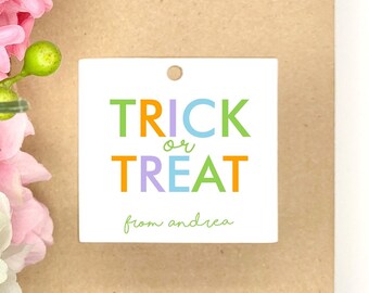 Personalized Halloween Gift Tags Trick or Treat Fall Custom Autumn Colorful Kids Gift Wrap Personalized Tags Party Packaging
