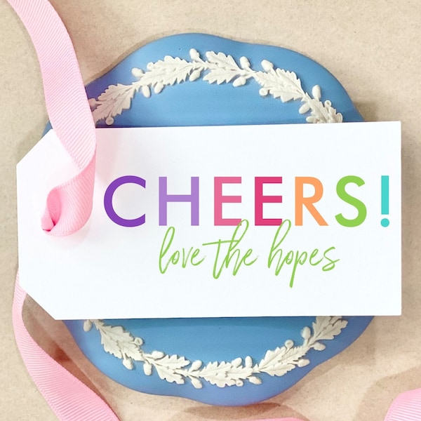 Colorful Cheers Personalized Holiday Gift Tags Alcohol Wine Custom happy Cheers Gift Wrap congrats Party Packaging celebrate New Years