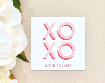 XOXO Stickers Pink Personalized Custom Watercolor valentines Gift Wrap Party Packaging Kids Baby Gender Neutral Boy Girl Nursery birthday