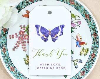 Spring Butterfly Thank You A Gift For You Personalized Gift Tags Custom Spring Watercolor Easter Monogram Gift Wrap Personalized Packaging