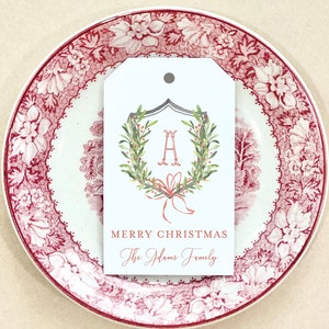 Etiquetas de regalo de Navidad personalizadas Cresta de Navidad Etiqueta de regalo de Navidad personalizada Envoltura de regalo de vacaciones Embalaje de fiesta de vacaciones de Navidad personalizado