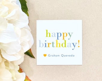 Happy Birthday Stickers Personalized Custom Watercolor Gift Wrap Party Packaging school tag thank you everyday gifting colorful kids
