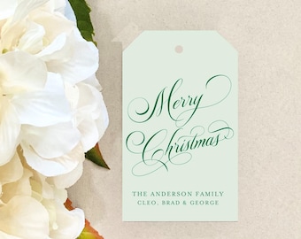 Joy to the World Personalized Christmas Gift Tags Pink Classic Custom Tag Holiday Gift Wrap Personalized Christmas Holiday Party Packaging