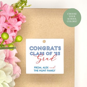 Congrats Class of 2023 Happy Graduation Personalized Gift Tag Grad Custom Gift Wrap Party Packaging high school college congratulations