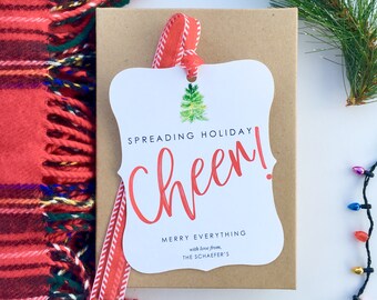 Spreading Holiday Cheer Wine & Spirits Tag Personalized Christmas Gift Tags Holiday Cheer Custom Holiday Wrap Merry Christmas alcohol booze