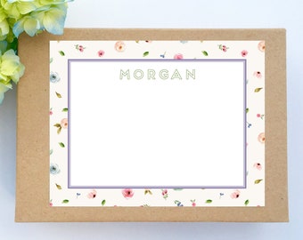 Personalized Stationery Floral Monogram Notecards Monogram floral flowers Custom Stationary. Notecard Set. Custom Cards. Thank You Notes.