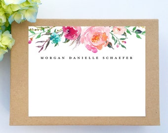 Rose Floral Stationery Notecards Personalized Stationary Monogram Stationery Set Feminine Custom  Note Cards Bespoke Thank You Notes Bridal