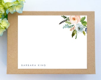 Blue Floral Personalized Stationery Notecards. Personalized Notecards. Monogram Stationery Set. Notecard Set. Custom Cards. Custom Thank You